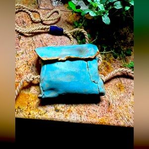 Artisan Handcrafted Hand Made Fine Ceramic Purse Pocketbook Planter Vase